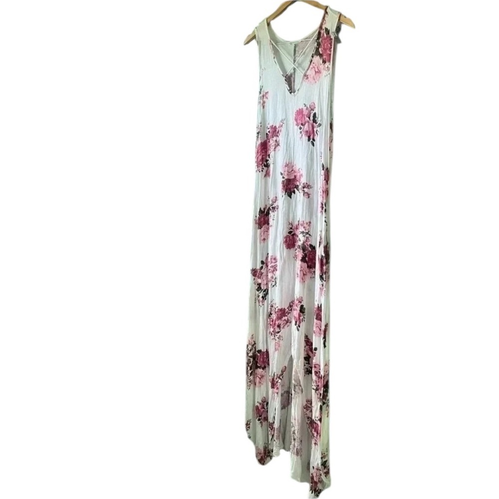 Reb & J. Women’s White floral Strappy front Tank maxi dress Medium